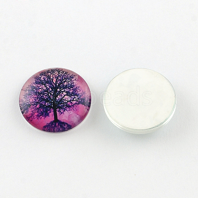 Half Round/Dome Tree Pattern Glass Flatback Cabochons for DIY Projects X-GGLA-Q037-25mm-M28-1