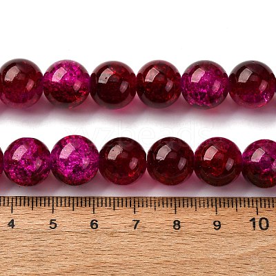 Spray Painted Crackle Glass Beads Strands CCG-Q002-12mm-08-1