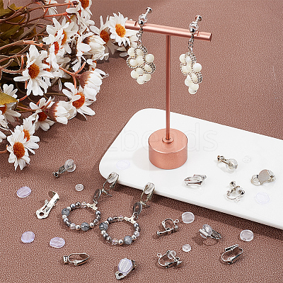 32Pcs 4 Style Brass Clip-on Earring Converters Findings KK-SP0001-28P-1