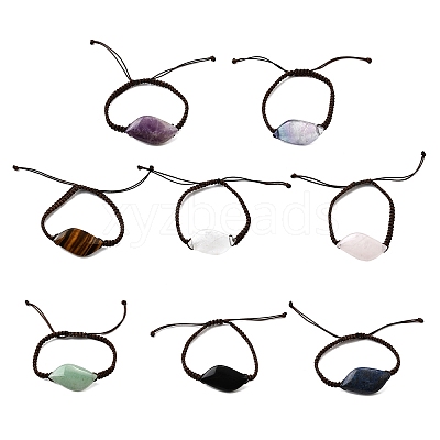 Natural Gemstone Beads Braided Bead Bracelets BJEW-Q070-01-1