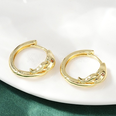 Snake Brass Micro Pave Cubic Zirconia Hoop Earrings EJEW-L299-03G-1