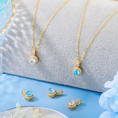 3Pcs 3 Colors Brass Micro Pave Cubic Zirconia Pendants KK-TA0008-25-1