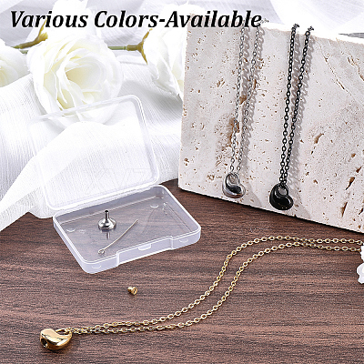 1Pc 304 Stainless Steel Heart Pendant Urn Ashes Necklaces NJEW-CN0001-20EB-1