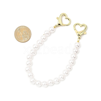 ABS Plastic Imitation Pearl Round Beaded Purse Decorative Chains HJEW-JM04460-1