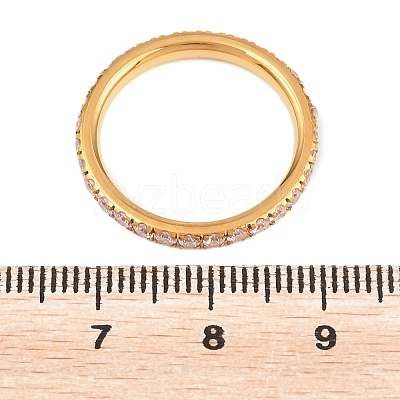 304 Stainless Steel Micro Pave Cubic Zirconia Finger Rings for Women RJEW-F214-01G-02-1
