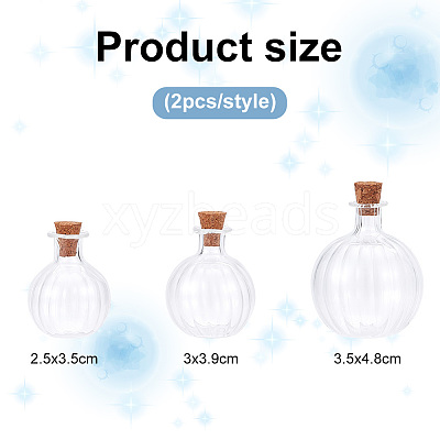 6Pcs 3 Style Chunky Glass Ball Wishing Bottle Ornament AJEW-DR0001-06-1