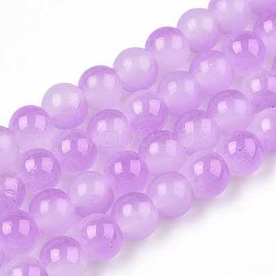 Baking Paint Imitation Jade Glass Round Bead Strands X1-DGLA-N003-8mm-05-1