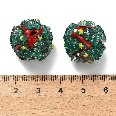 Christmas Theme Polymer Clay Rhinestone Beads with Resin X-RESI-Z045-01B-1