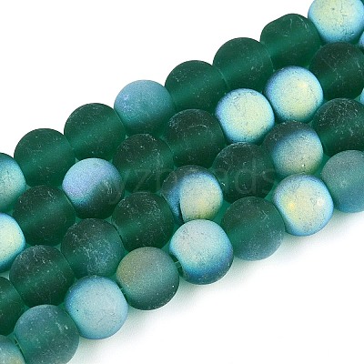 Frosted Transparent Glass Beads Strands GLAA-T032-T8mm-MBB21-1