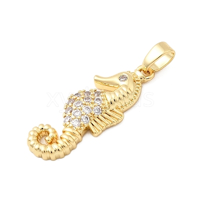 Brass Micro Pave Clear Cubic Zirconia Pendants KK-G542-02G-01-1