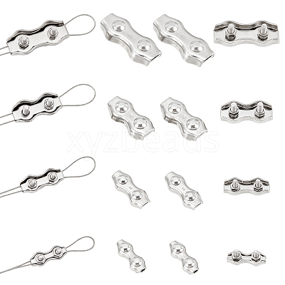 16Pcs 4 Style 304 Stainless Steel Double 2-Post Cable Clamp FIND-GA0002-28-1
