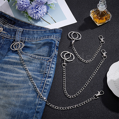 3 Sets 3 Styles Aluminium Twisted Chains for Jeans Pants HJEW-SP0001-53-1