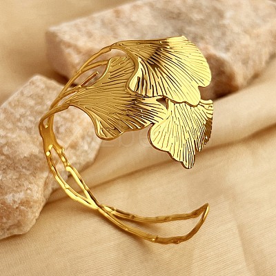 304 Stainless Steel Open Cuff Bangles BJEW-K264-01G-01-1