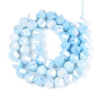 Anti-Tarnish Electroplate Glass Beads Strands GLAA-T025-8mm-14B-1
