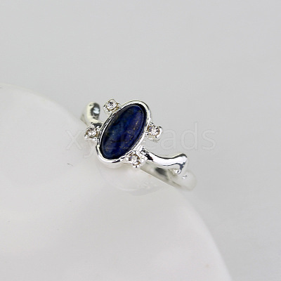 Alloy with Natural Lapis Lazuli Finger Rings FS-WGF3EDB-04-1