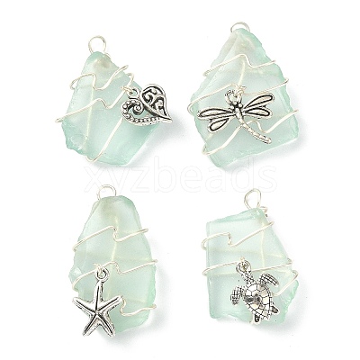 Sea Glass Pendants PALLOY-JF02217-1