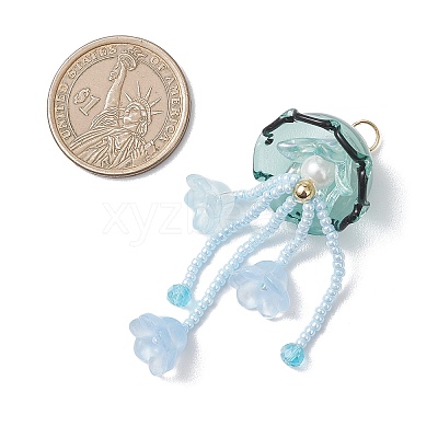 Glass Seed Beaded Jellyfish Big Pendants PALLOY-MZ01166-1