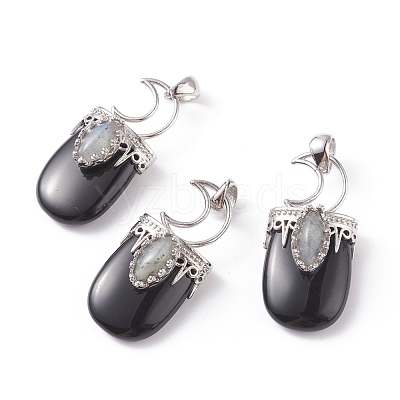 Natural Black Obsidian Pendants G-F639-09E-P-1
