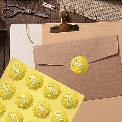 34 Sheets Self Adhesive Gold Foil Embossed Stickers DIY-WH0509-047-1
