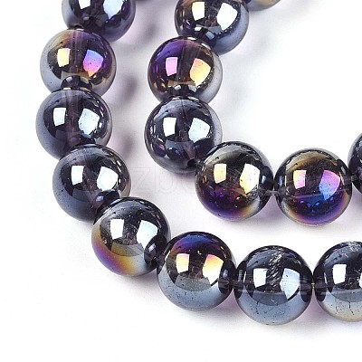 Electroplate Transparent Glass Beads Strands GLAA-T032-T10mm-AB03-1