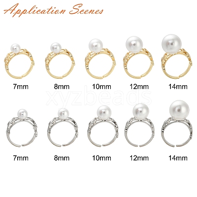 12Pcs 2 Colors Rack Plating Brass Open Cuff Ring Settings KK-BBC0007-71-1