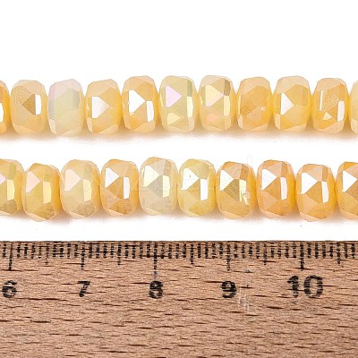Electroplate Crackle Imitation Jade Glass Beads Strands EGLA-Q135-01A-C07-1