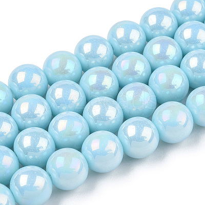 Electroplate Opaque Glass Beads Strands GLAA-T032-P8mm-AB10-1