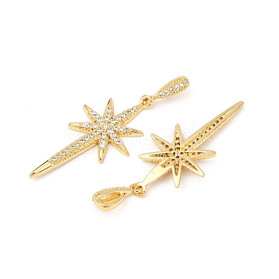 Brass Micro Pave Clear Cubic Zirconia Pendants KK-G543-15G-02-1