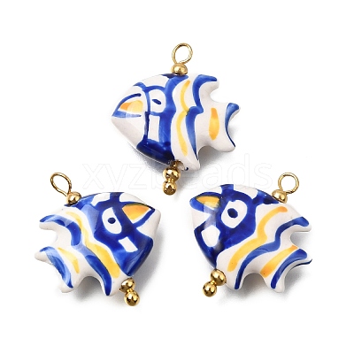 Ocean Themed Hand Painted Ceramic Porcelain Pendants PR-CBA0027-05G-06-1