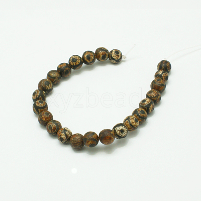 Tibetan Style 3-Eye dZi Beads X-G-K166-04-8mm-L2-1