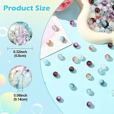 100Pcs Transparent Crackle Glass Bead Strands GLAA-YW0004-46A-1
