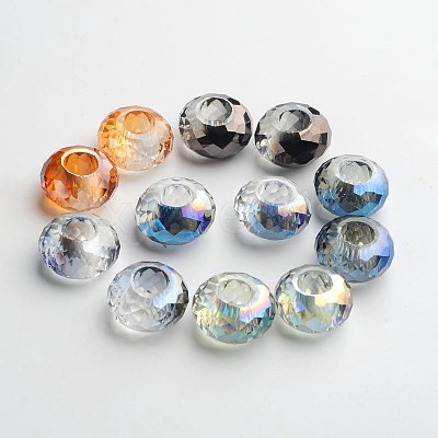 98 Faceted Electroplated Glass European Beads X-GPDL-F003-M-1