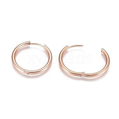 Ion Plating(IP) 304 Stainless Steel Huggie Hoop Earrings EJEW-G272-01-20mm-RG-1