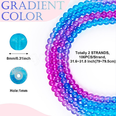 2 Strands Baking Paint Transparent Glass Beads DGLA-TA0001-20D-1
