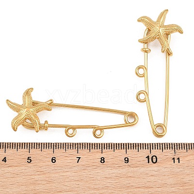 Starfish 304 Stainless Steel Safety Pins Brooch Findings SA-CBA098D-16H-G02-1