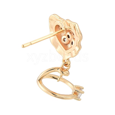 Brass Pave Colorful Cubic Zirconia Stud Earring Findings KK-N216-545-1