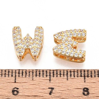 Brass Micro Pave Clear Cubic Zirconia Beads KK-T071-17G-W-1