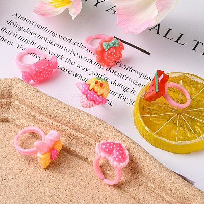 Cute Mixed Shape Acrylic Kid's Cuff Rings RJEW-R130-02-B-1