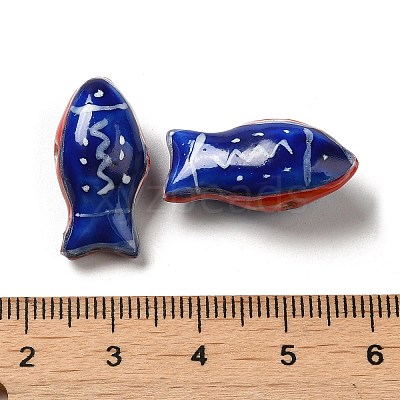 Handmade Printed Porcelain Beads PORC-E015-17G-1