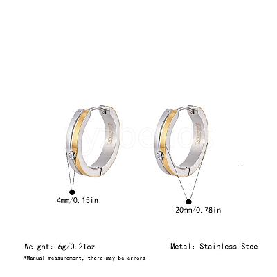 Two Tone 304 Stainless Steel Rhinestone Hoop Earrings for Women OJ2357-1-1