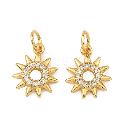 Brass Micro Pave Clear Cubic Zirconia Charms KK-F941-40C-G-1