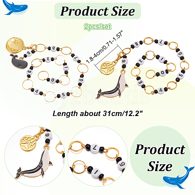 Acrylic & Glass Knitting Row Counter Chains HJEW-NB00099-1