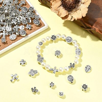 100Pcs 10 Styles Tibetan Styles Alloy Beads FIND-CJ0006-03-1