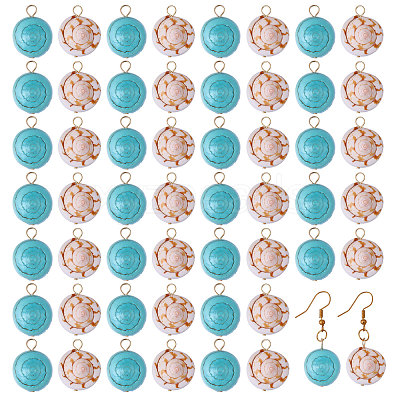 52Pcs 2 Styles Natural Shiva Eye Shell Pendants PALLOY-CA00035-1