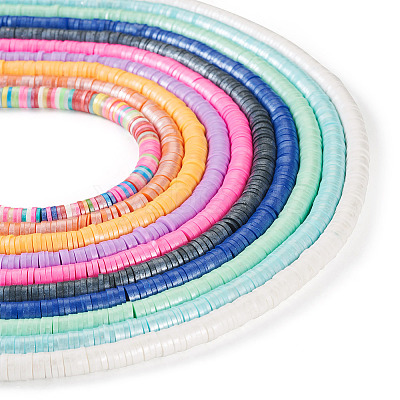 10 Strands 10 Colors Handmade Polymer Clay Beads Strands CLAY-TA0001-20-1