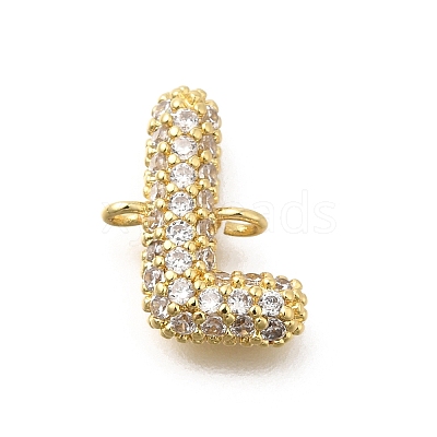 Brass Micro Pave Cubic Zirconia Letter Links KK-I717-04L-1