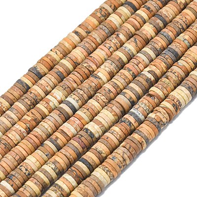 Natural Picture Jasper Beads Strands G-P575-B30-6x1mm-1