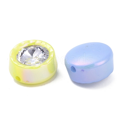 UV Plating Iridescent Acrylic with Rhinestone Beads X-OACR-B021-07-1