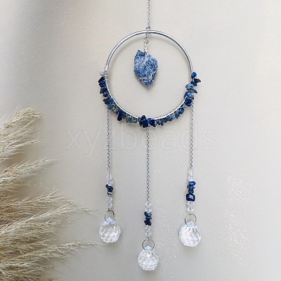 Glass Pendant Decoration DJEW-PW0019-11G-1