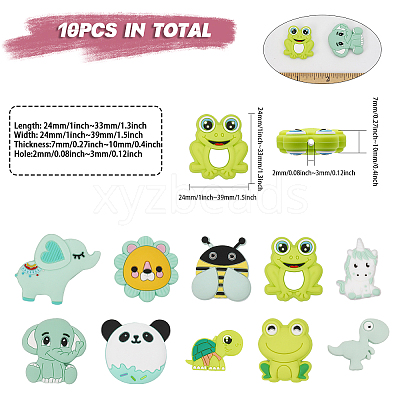 10Pcs 10 Styles Silicone Focal Beads SIL-CA0002-22-1